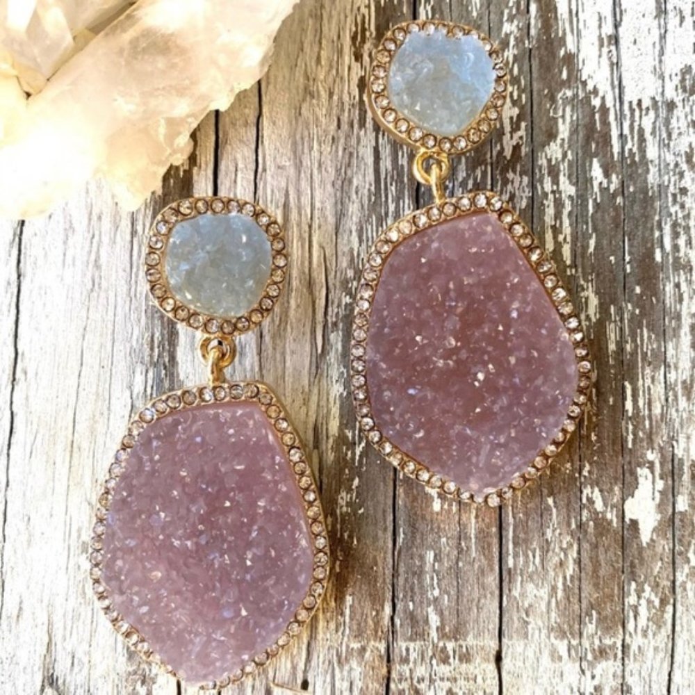 Anthro Druzy Drop Crystal Earrings